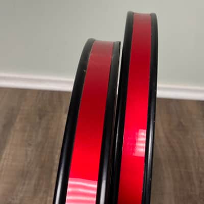 Pearl 22" Export Metal Bass Drum Hoop Rim - Set of 2 - Early 1990s Coral Red image 6