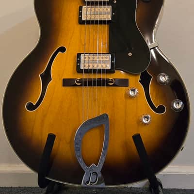 DeArmond X-155 Hollow Body Archtop Jazz Guitar Antique Burst w/ Original Hard Case image 1