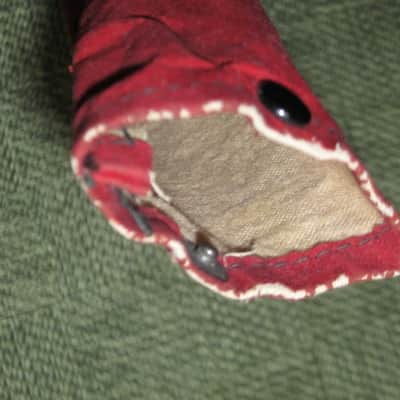vintage Shure microphone pouch 1960s / 1970s - Outer areas: red thin velvet with black graphic / Inner areas: tan thin canvas (11 & 1/8" x 3") image 16