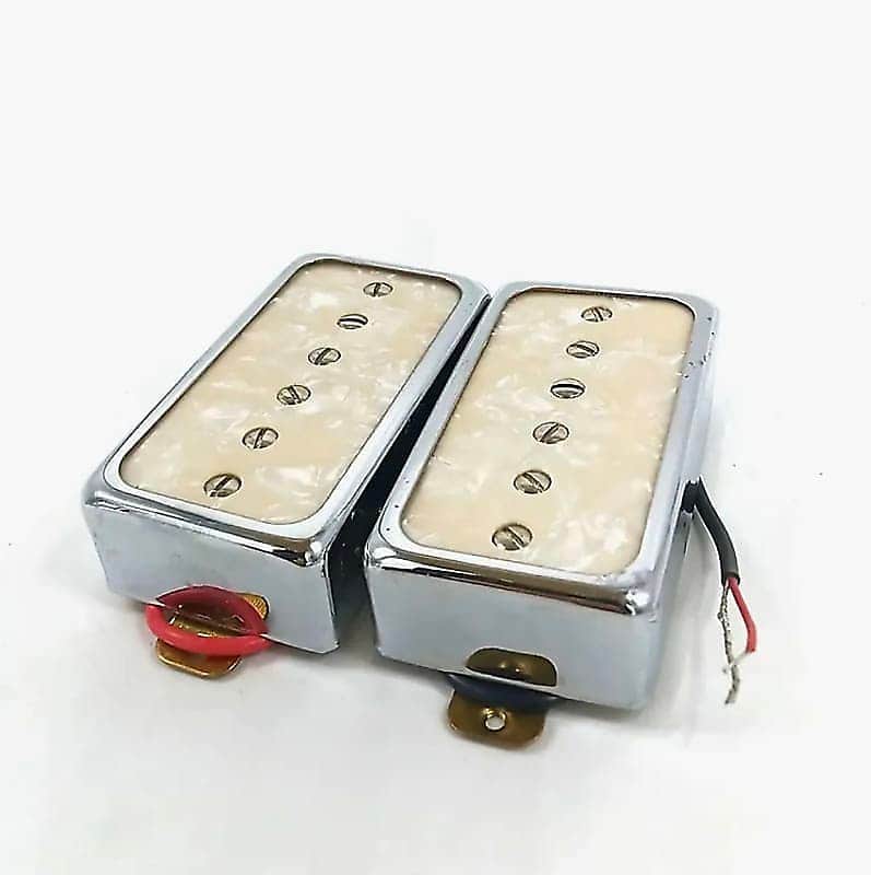 White Pearl Top Guitar Neck and Bridge P90 Humbucker Pickups image 1