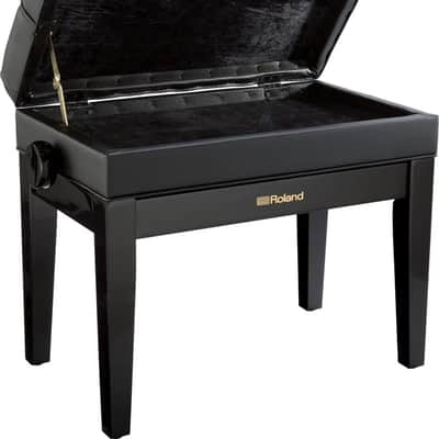 Roland RPB500 Polished Ebony Adjustable Piano Stool with Button Top and Music Storage image 2
