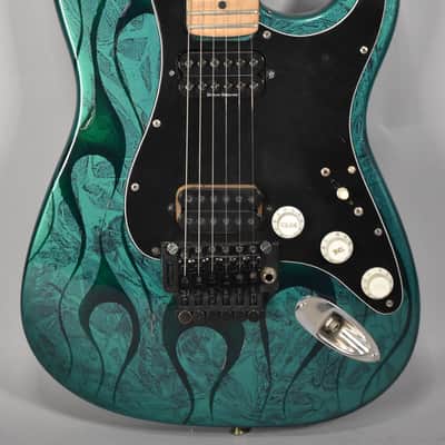 "Fender" Partscaster Stratocaster HH | Green Flame Finish image 2