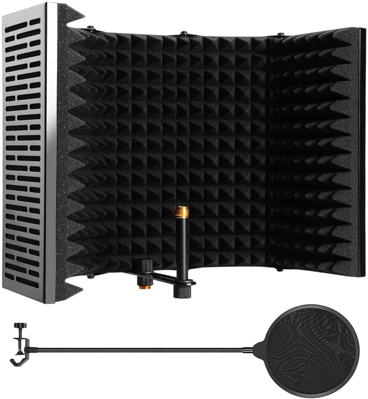 Microphone Isolation Shield Foldable Absorbing Foam Reflector Folding Panel + Pop Filter image 1