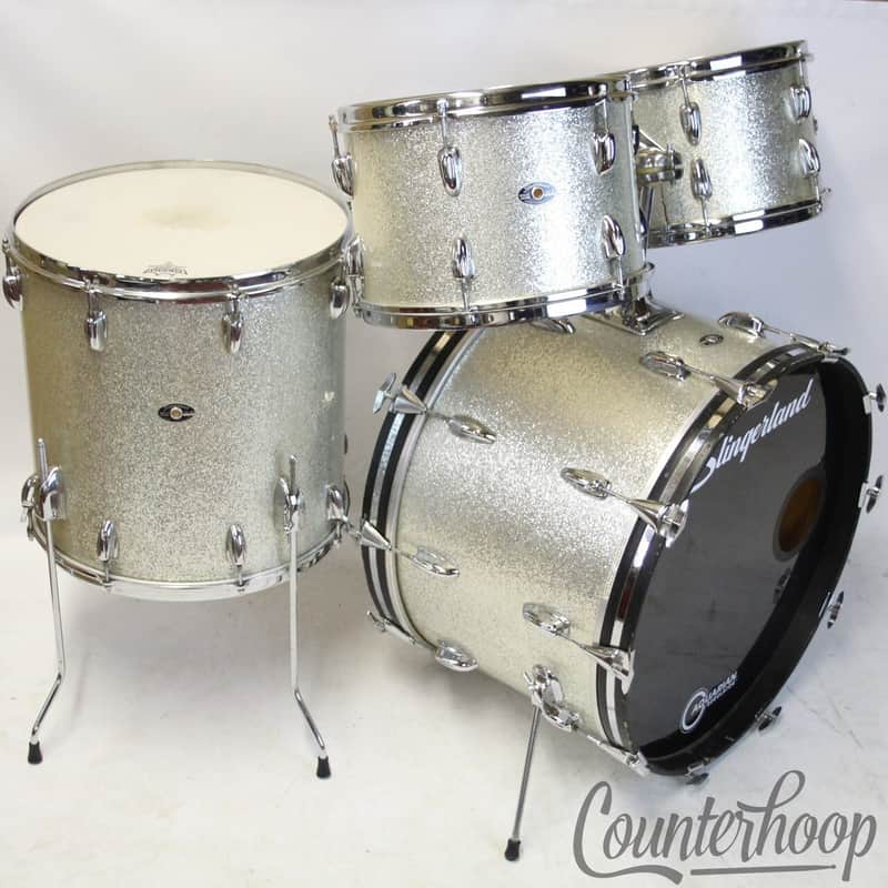 Slingerland 20,12,13,16 Drum Set Silver Sparkle Vintage 70s 3Ply Bass/Toms/Floor image 1