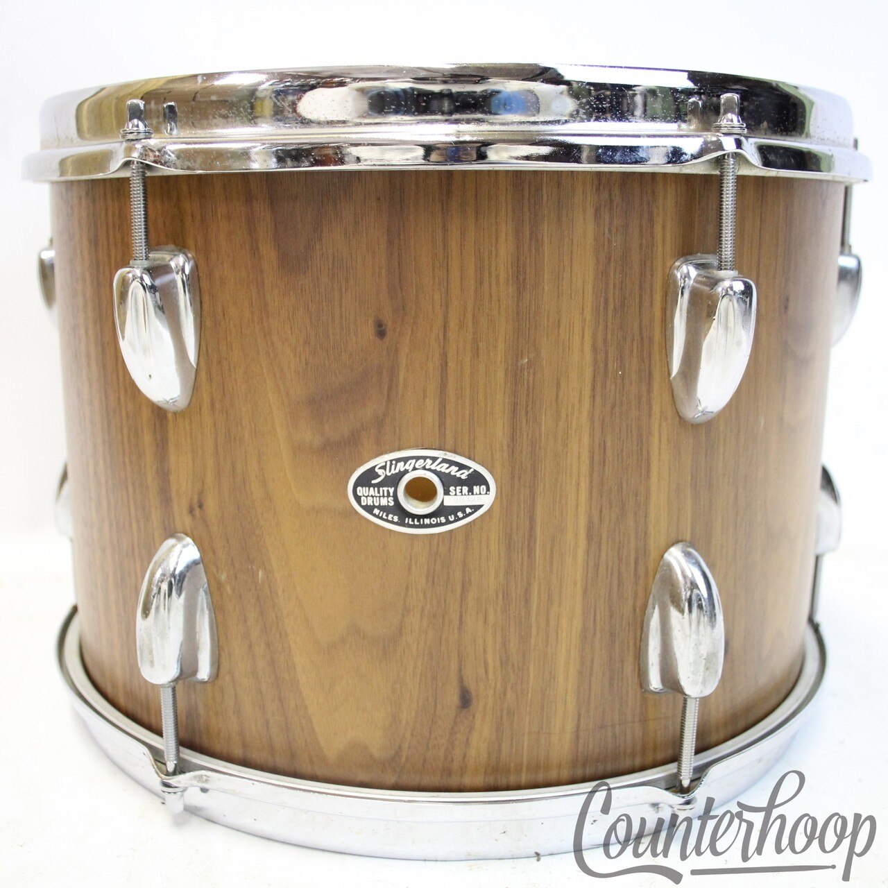 Slingerland 13x9"Custom Veneer Tom Drum 70s Chrome Sound King Stick-Saver Rims* — main photograph