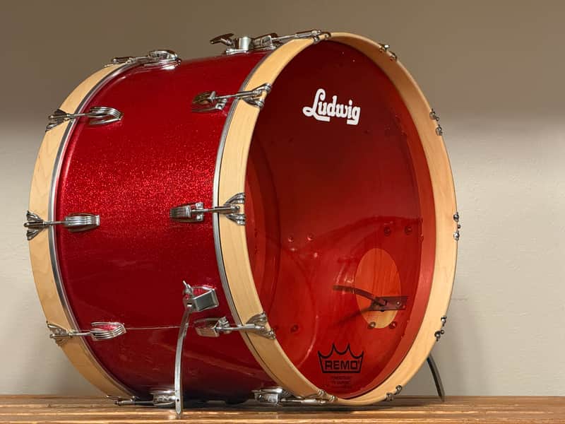 1970's Ludwig 22" Red Sparkle 14x22 Bass Drum 3-Ply Maple image 1
