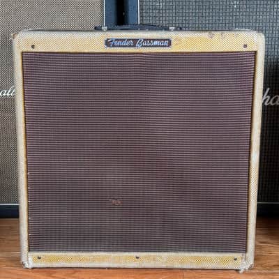1956 Fender Bassman 5E6 Vintage Tweed Narrow Panel Pre CBS 4x10 Tube Combo Amplifier! image 1