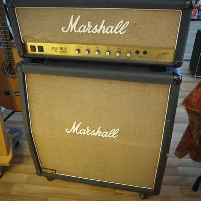 Marshall JCM 800 Lead Series Amp & JCM 800 Lead-1960 Cabinet All Original-Circa-1985-Black Vinyl Brown Grill Cloth image 4