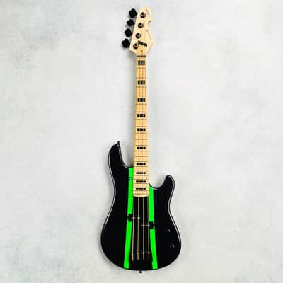 Sandberg California VS Lionel 30" Short Scale 4-String Bass 2024 - Cosmic Black & Green Neon Stripes image 2