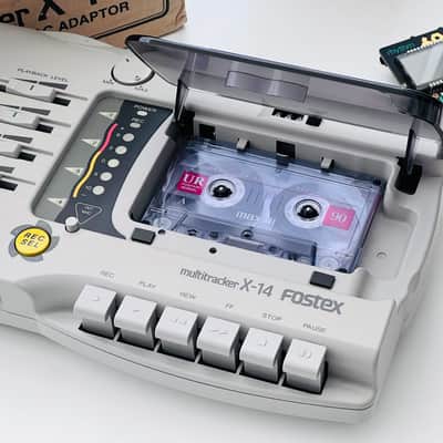 Serviced Fostex X-14 1990s 4-track cassette recorder with original box, manual, and vintage tape image 3