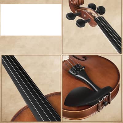 4/4 Solid Wood Acoustic Violin Full Size Fiddle Set for Beginner Adult Student Teen Kids with Violin Case, Bow, Rosin, Shoulder Rest, Tuner, Strings, Natural image 3