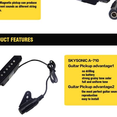 Skysonic A-710 Magnetic Passive Pickup for Acoustic Guitar Above 90mm Sound-hole,price include the import duty for US buyer image 7