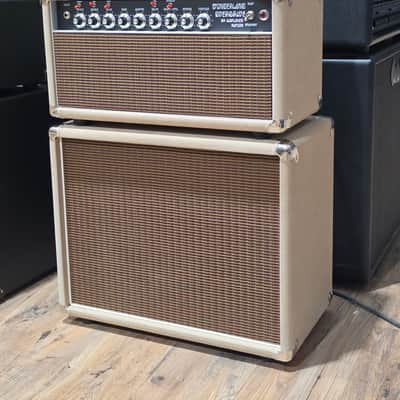 USED Amplified Nation Wonderland Overdrive V2 Tube Amp Head and 1x12 Cabinet Ivory Suede image 2