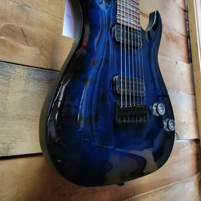 Schecter Guitar Research Omen Elite-7 - See-Thru Blue Burst image 3