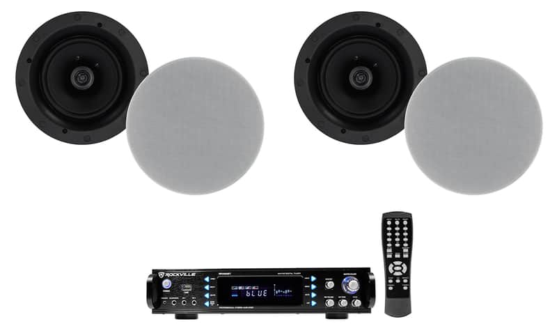 (4) Rockville ELITE C68 6.5" Ceiling Speakers+Home Theater Bluetooth Amplifier image 1