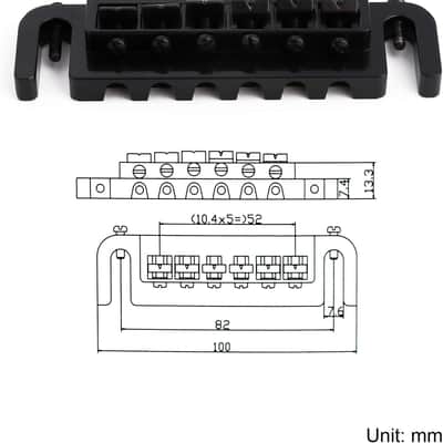 Tune-O-Matic Wraparound Bridge Stop Tailpiece Wrap Around Adjustable Combination Saddle Bridge Tailpiece for 6 String Les Paul LP Style Electric Guitar Parts Full Set Black. image 2
