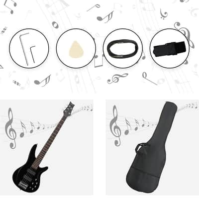 Glarry 44 Inch GIB 5 String H-H Pickup Laurel Wood Fingerboard Electric Bass Guitar with Bag and other Accessories 2020s - Black image 8