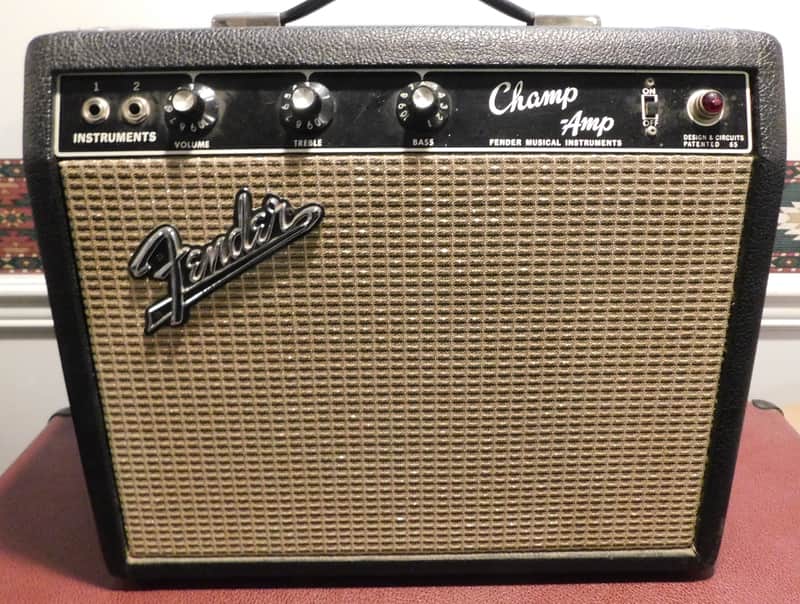 1966 Fender Champ Amp Blackface 6 Watt 1x8" Electric Guitar Amplifier ! image 1