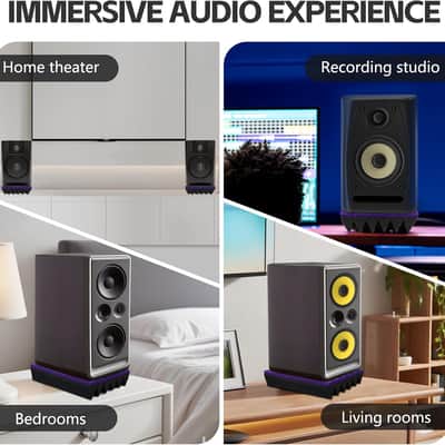 Speaker Isolation Pads for 3–4.5 Inch Studio Monitors – Acoustic Foam Wedge Riser Mats with Felt Surface for Desktop Speakers, Subwoofer, Bass Speakers & Home Theater Audio image 5