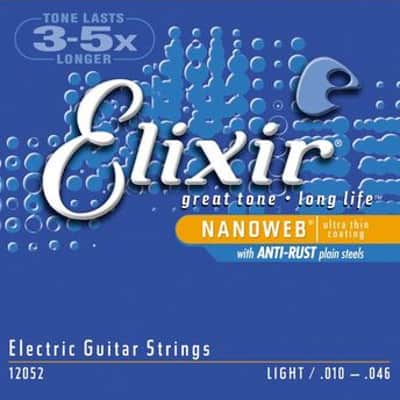 Elixir 12052 Nanoweb Light Electric Guitar Strings (10-46) image 2