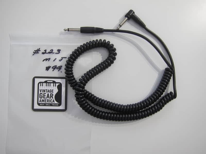 Teisco Del Rey Curly or Coil Cord Guitar Cable MIJ Authentic Vintage Accessory Case Candy Circa-1960s-1970s-Black image 1