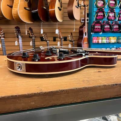 Global EA200 1970s Cherry Red Hollow-Body Electric Guitar image 4