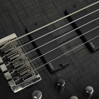 2006 ESP LTD F-405FM 5-String Bass, See Thru Black, Custom Tribal Inlays, Rare! image 7