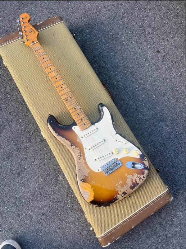 Fender MJT Stratocaster relic Partscaster with 1991 American 57 AVRI Neck, pickups, and hardware 1991 - Sunburst