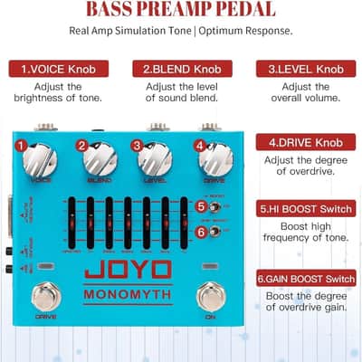 Brand New Joyo R-26 Bass Guitar Pedals Overdrive Amp Simulator Effect Pedal EQ Noise Reduction w/Free 9v Power Supply image 5
