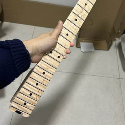 Matte 22Fret Flame Maple Electric guitar neck part 25.5inch wheel truss image 1