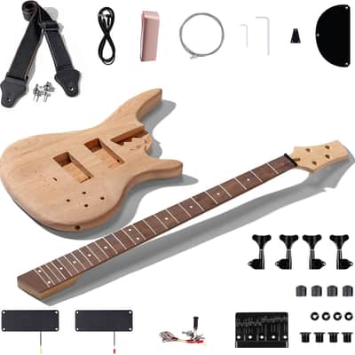DIY Electric Bass Guitar Kits -Roasted Ash Body,Roasted Maple Neck and Ebony Fingerboard - Fully Components Included image 1