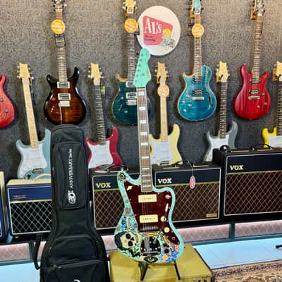 Vintage Guitars V65 30 Anniversary Custom Art Paint “ Surf & Calaveritas” 1 of 1 LTD 2026 - Sea Foam Green image 3