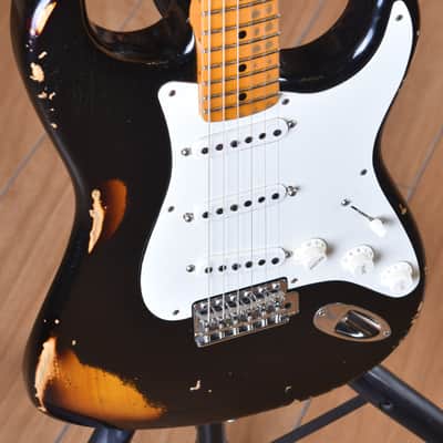 Fender Custom Shop Stratocaster 1955 Heavy Relic Aged Black over 2 Tone Sunburst 30th Anniversary #045 image 10