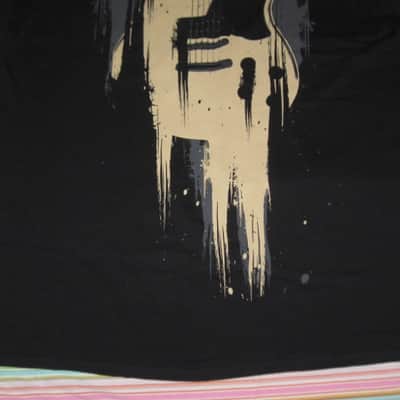new with Fender paper hang tag A+ shape genuine Fender Custom Shop "Taking Over Me" Size XX-Large (XXL) short sleeve T-Shirt, 100% Cotton -- Black Shirt with Distressed Tan, Gray, & Black Graphic -- Fender P.N (part #): 9101020806 image 16