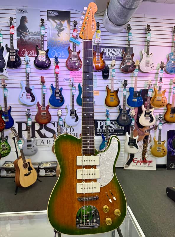 Vintage Revo Series Trio Electric with P90’s, Green Yellow Burst - Pre Owned image 1