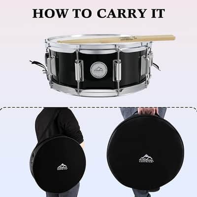 Snare Drum 14X5.5 Inches for Student Beginners with Gig Bag, Drumsticks, Drum Keys, Coated Material Drum Head, Black image 1