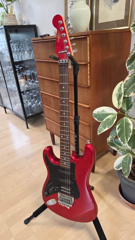Hohner Marlin Stratocaster HSS Left Handed Korea MIK Candy Apple Red Lefty Hand LH Super Strat FR MFG Floyd Rose Patents Tremolo Vintage 80s 90s Guitar image 1
