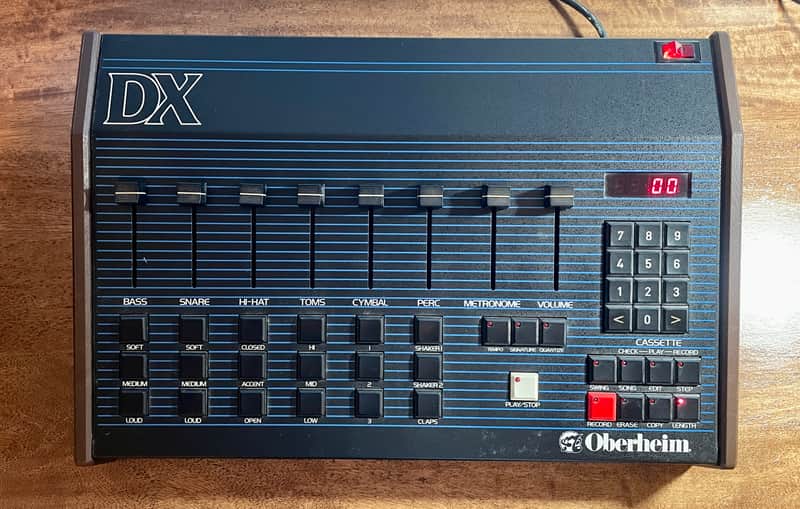 Oberheim DX 6-Voice Drum Machine 1982 - Blue with Wood Sides image 1