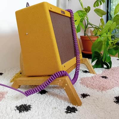 Lakefront Walnut-Dyed Amp Stand: Handmade Solid Wood Guitar Amplifier Stand with Danish Cord detail 2025 - walnut image 6