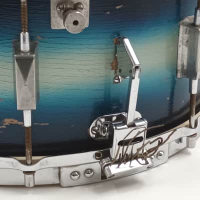 Vintage Ajax 1930s New Century Dual Snare Drum – Blue Silver Duco – Solid Shell image 6
