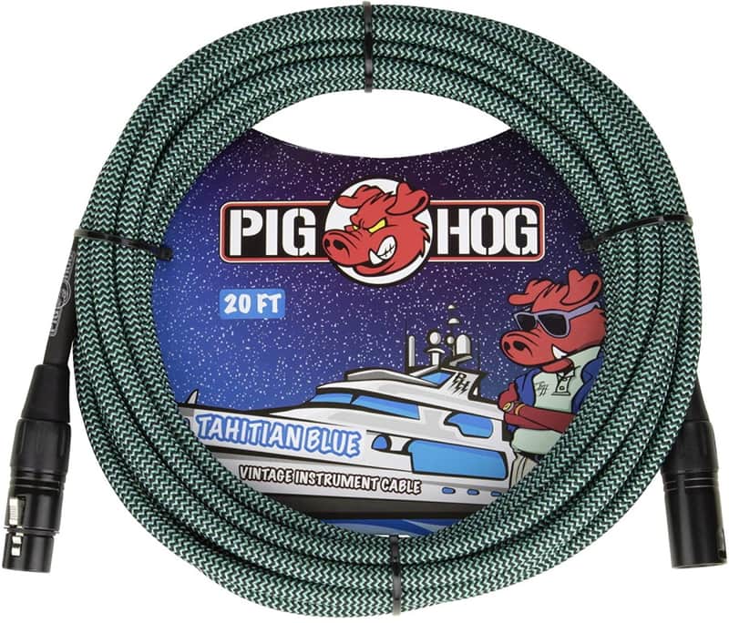 Pig hog Tahitian Blue High Performance Woven - 20ft XLR-XLR Cable image 1