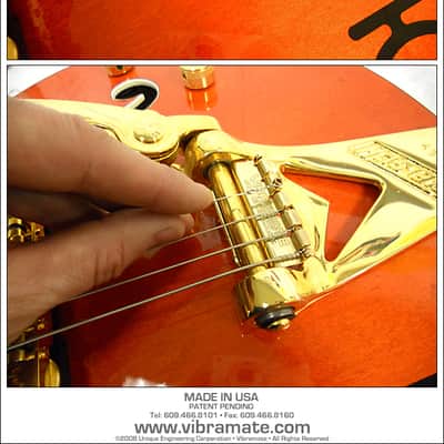 Vibramate String Spoiler Accessory For Bigsby - 24K Gold over Stainless - EZ String Changes! image 3