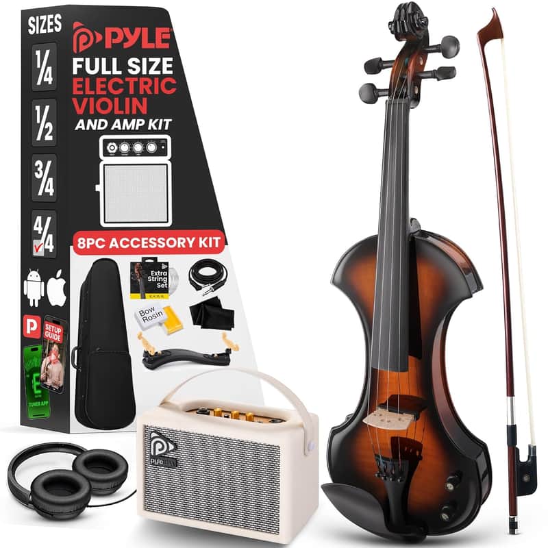 4/4 Silent Electric Violin With Amplifier Kit, Solid Wood Fiddle With 10W Amp And Complete Accessories, Full Size Orchestral String Instrument For Beginner & Professional Use image 1