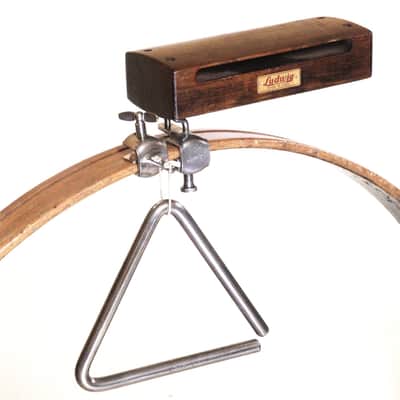 Ludwig Wood Block & 6" Triangle, Both with Logo, Traps Era 1920s-30s / INSPECTED & TESTED image 1