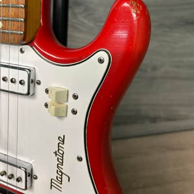 1965 Magnatone Tornado X-15 Red Sparkle Electric Guitar with Hard Case #2687 image 8