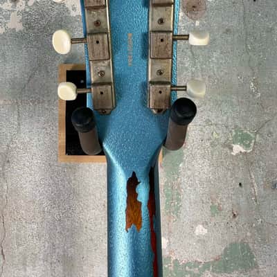 Vintage V120MR-GHB Icon Series Single Cut - Distressed Gun Hill Blue / Sunburst image 7