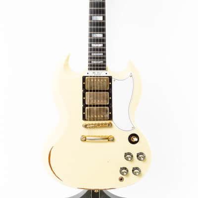 Gibson Custom Shop Historic SG Custom 3 PU 2019 - Classic White Heavy Aged image 2