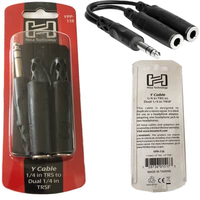 New - Hosa YPP-118 1/4" TRS Stereo Male Plug to Dual 1/4" TRS Female Y Cable Splitter image 1