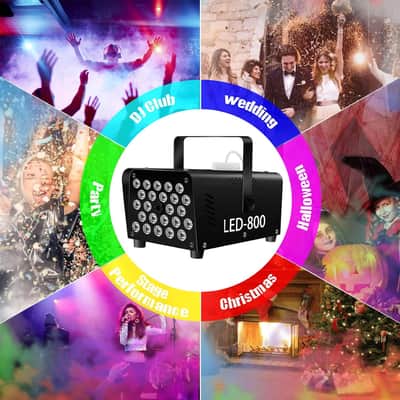 Fog Machine 24 Colorful Led Lights & 4 Strobe Effects - Smoke 800W 2000Cfm With 1 Wired Receiver And 2 Wireless Remote Controls Perfect For Halloween Party Wedding Dj Stage Club image 4