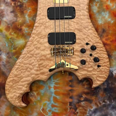 Alembic Dragon Wing Deluxe 5A Quilted Maple LED's 4 String Bass guitar 34" Scale image 6
